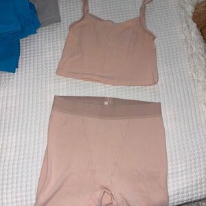 Skims Women's Pink Cotton Boxer Set